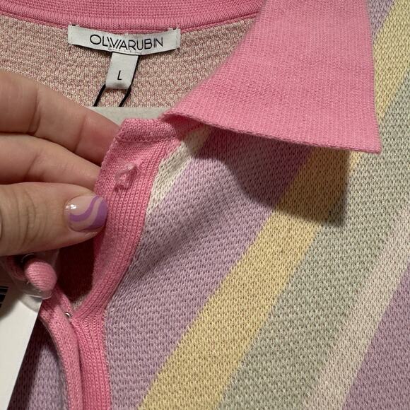 Anthropologie Olivia Rubin Macy Pastel Stripe Knit Dress Midi Length NEW Large - Picture 7 of 9